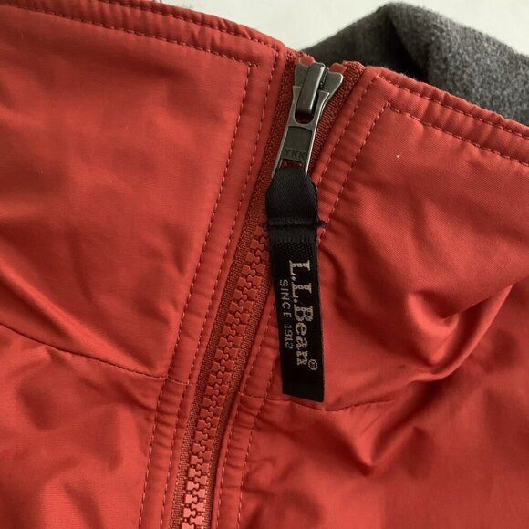L.L Bean Coat Mens Medium Red Orange Thinsulate Bomber Jacket Fleece Lined Zip - Picture 13 of 13